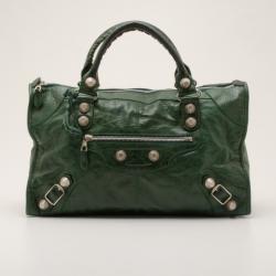 مملوكة مسبقًا Balenciaga Forest Green Giant Silver Work bag