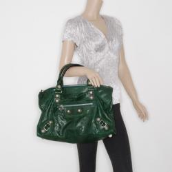 مملوكة مسبقًا Balenciaga Forest Green Giant Silver Work bag