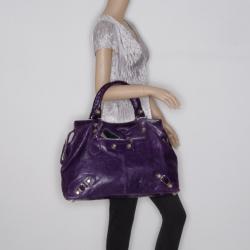 مملوكة مسبقًا Balenciaga Purple Giant Silver Velo Bag