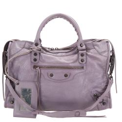 Pre Owned Balenciaga Purple Leather Motocross Classic City Satchel bag