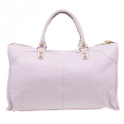 Pre Owned حقيبة بالنسياغا جاينت 12 غولد ورك سيتي جلد وردي