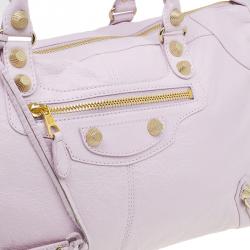 Pre Owned حقيبة بالنسياغا جاينت 12 غولد ورك سيتي جلد وردي