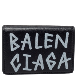 Balenciaga Black Leather Grid Square Wallet Balenciaga