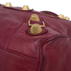 Pre Owned حقيبة بالنسياغا جاينت سيتي جلد خروف أحمر