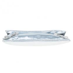 Pre Owned Balenciaga Silver Laminated Calfskin Giant 21 Envelope Clutch