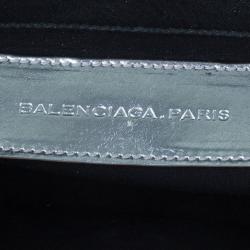 Pre Owned Balenciaga Silver Laminated Calfskin Giant 21 Envelope Clutch