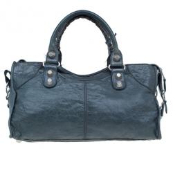 Pre Owned حقيبة بالنسيياغا بارت تايم جلد خروف رمادي وسط