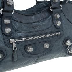 Pre Owned حقيبة بالنسيياغا بارت تايم جلد خروف رمادي وسط