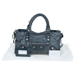 Pre Owned حقيبة بالنسيياغا بارت تايم جلد خروف رمادي وسط