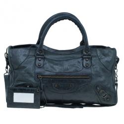 Pre Owned Balenciaga Green Leather Medium Part Time Bag