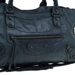 Pre Owned Balenciaga Green Leather Medium Part Time Bag