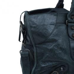 Pre Owned Balenciaga Green Leather Medium Part Time Bag