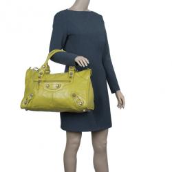 Pre Owned حقيبة بالنسياغا جاينت 22 جولد سيتي جلد عجل أصفر