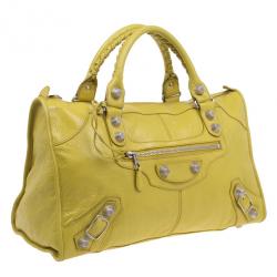 Pre Owned حقيبة بالنسياغا جاينت 22 جولد سيتي جلد عجل أصفر