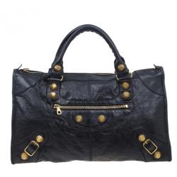 Pre Owned حقيبة بالنسيياغا جلد عجل أسود كبيرة للعمل