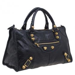 Pre Owned حقيبة بالنسيياغا جلد عجل أسود كبيرة للعمل