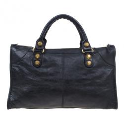 Pre Owned حقيبة بالنسيياغا جلد عجل أسود كبيرة للعمل