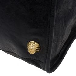 Pre Owned حقيبة بالنسيياغا جلد عجل أسود كبيرة للعمل