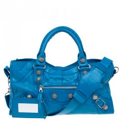 Pre Owned حقيبة يد بالنسياغا GSH بارت تايم جلد أزرق