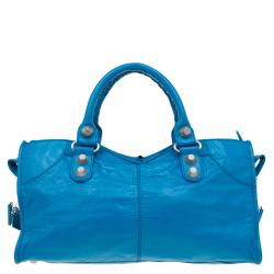 Pre Owned حقيبة يد بالنسياغا GSH بارت تايم جلد أزرق