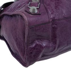 Balenciaga Purple Lambskin Giant City Bag