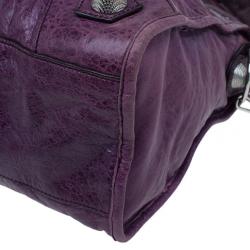 Balenciaga Purple Lambskin Giant City Bag