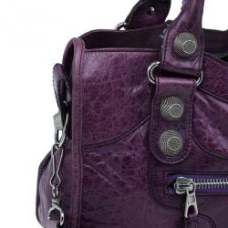 Balenciaga Purple Lambskin Giant City Bag