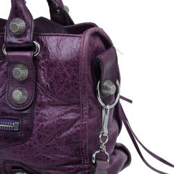 Balenciaga Purple Lambskin Giant City Bag