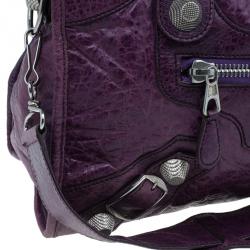 Balenciaga Purple Lambskin Giant City Bag