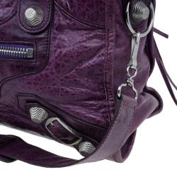 Balenciaga Purple Lambskin Giant City Bag