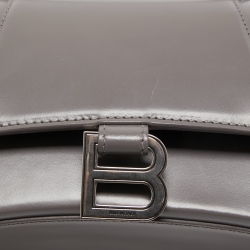Pre Owned Balenciaga Grey Leather Small Hourglass Top Handle Bag