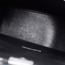 Pre Owned Balenciaga Metallic Silver Croc Embossed Leather XS Hourglass Top Handle Bag