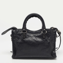 Pre Owned Balenciaga Black Leather Nano Classic City Bag