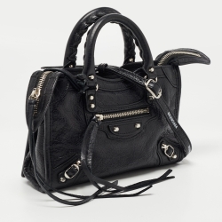 Pre Owned Balenciaga Black Leather Nano Classic City Bag