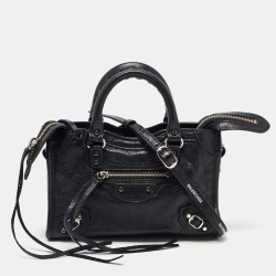 Pre Owned Balenciaga Black Leather Nano Classic City Bag