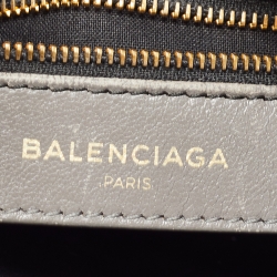 Pre Owned Balenciaga Grey Leather Mini Classic Metallic Edge City Bag