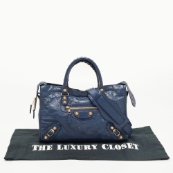 Pre Owned Balenciaga Nay Blue Leather Small Classic City RH Tote