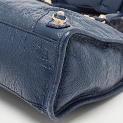 Pre Owned Balenciaga Nay Blue Leather Small Classic City RH Tote