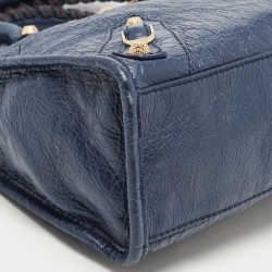 Pre Owned Balenciaga Nay Blue Leather Small Classic City RH Tote