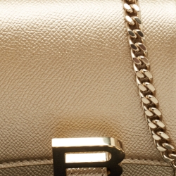 Pre Owned Balenciaga Gold Leather Hourglass Wallet on Chain