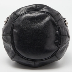 Pre Owned Balenciaga Black Leather Giant 12 Silver Mini Pompon Bag