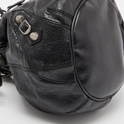Pre Owned Balenciaga Black Leather Giant 12 Silver Mini Pompon Bag