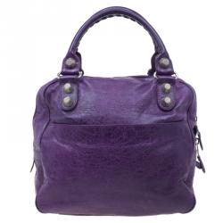 مملوكة مسبقًا Balenciaga Purple Leather Giant Street Bowler Bag