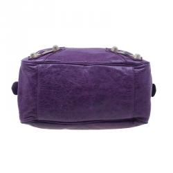 مملوكة مسبقًا Balenciaga Purple Leather Giant Street Bowler Bag