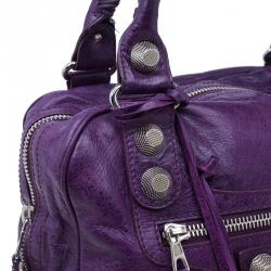 مملوكة مسبقًا Balenciaga Purple Leather Giant Street Bowler Bag