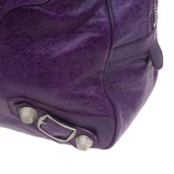 مملوكة مسبقًا Balenciaga Purple Leather Giant Street Bowler Bag
