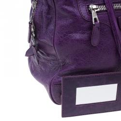 مملوكة مسبقًا Balenciaga Purple Leather Giant Street Bowler Bag