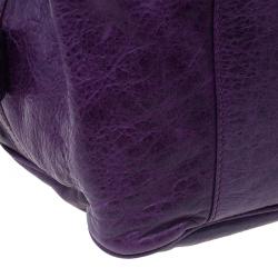 مملوكة مسبقًا Balenciaga Purple Leather Giant Street Bowler Bag