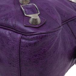 مملوكة مسبقًا Balenciaga Purple Leather Giant Street Bowler Bag