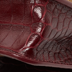 Pre Owned Balenciaga Burgundy Croc Embossed Leather Gossip Wallet On Chain